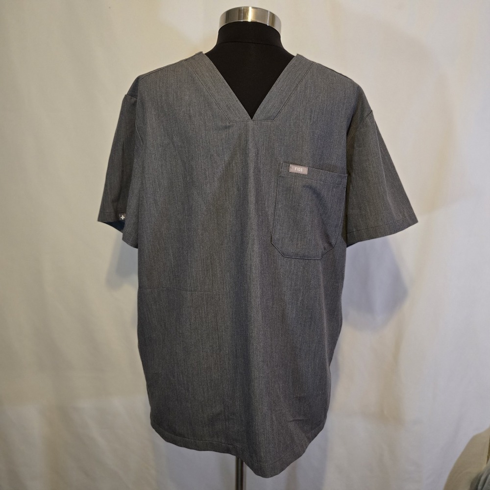 FIGS Technical Collection Scrub Top Gray Men's Large V-Neck Medical - Picture 7 of 7